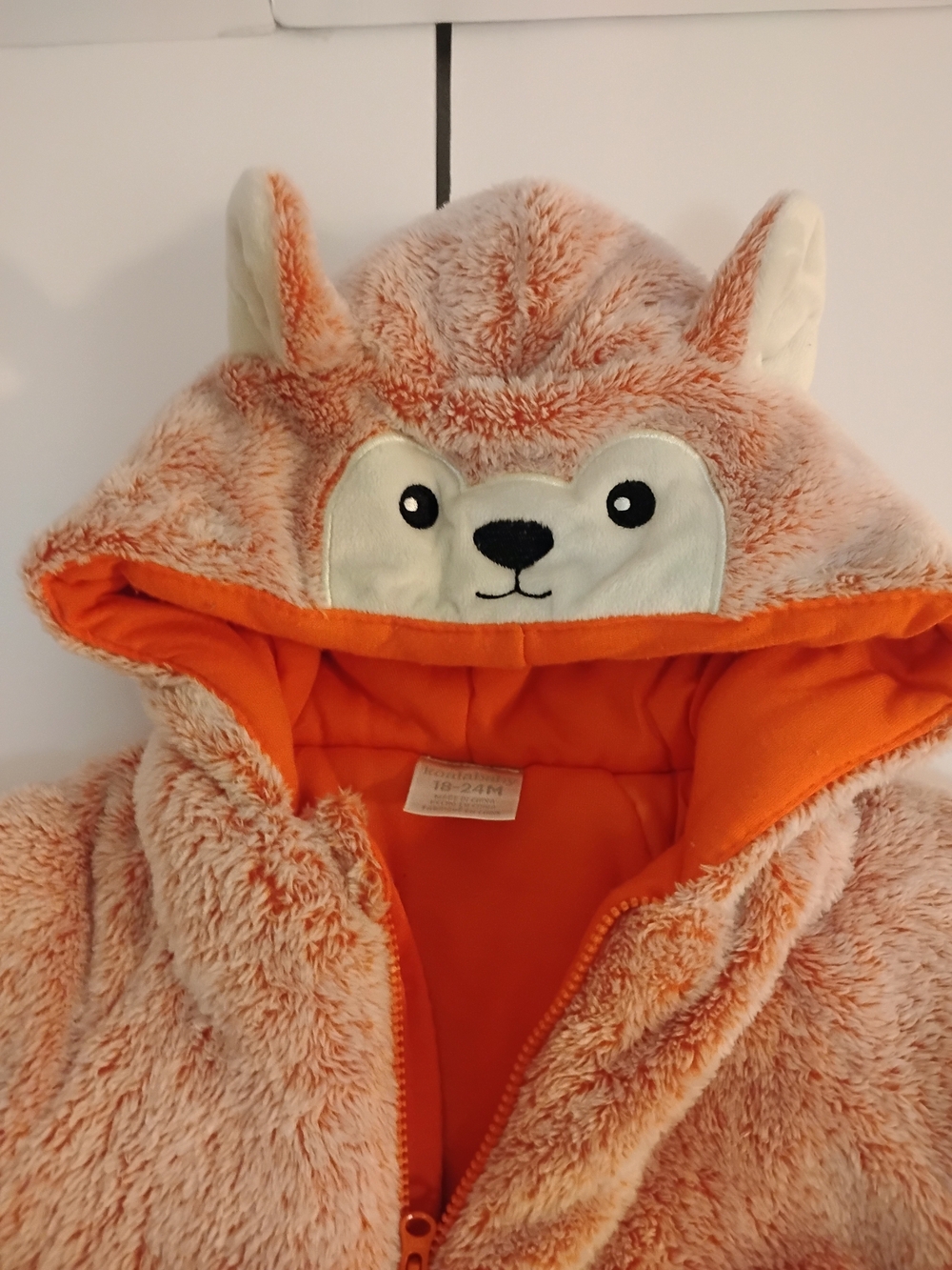 Fox Hooded Fleece One Piece Coverall 18-24M Orange Koala Baby